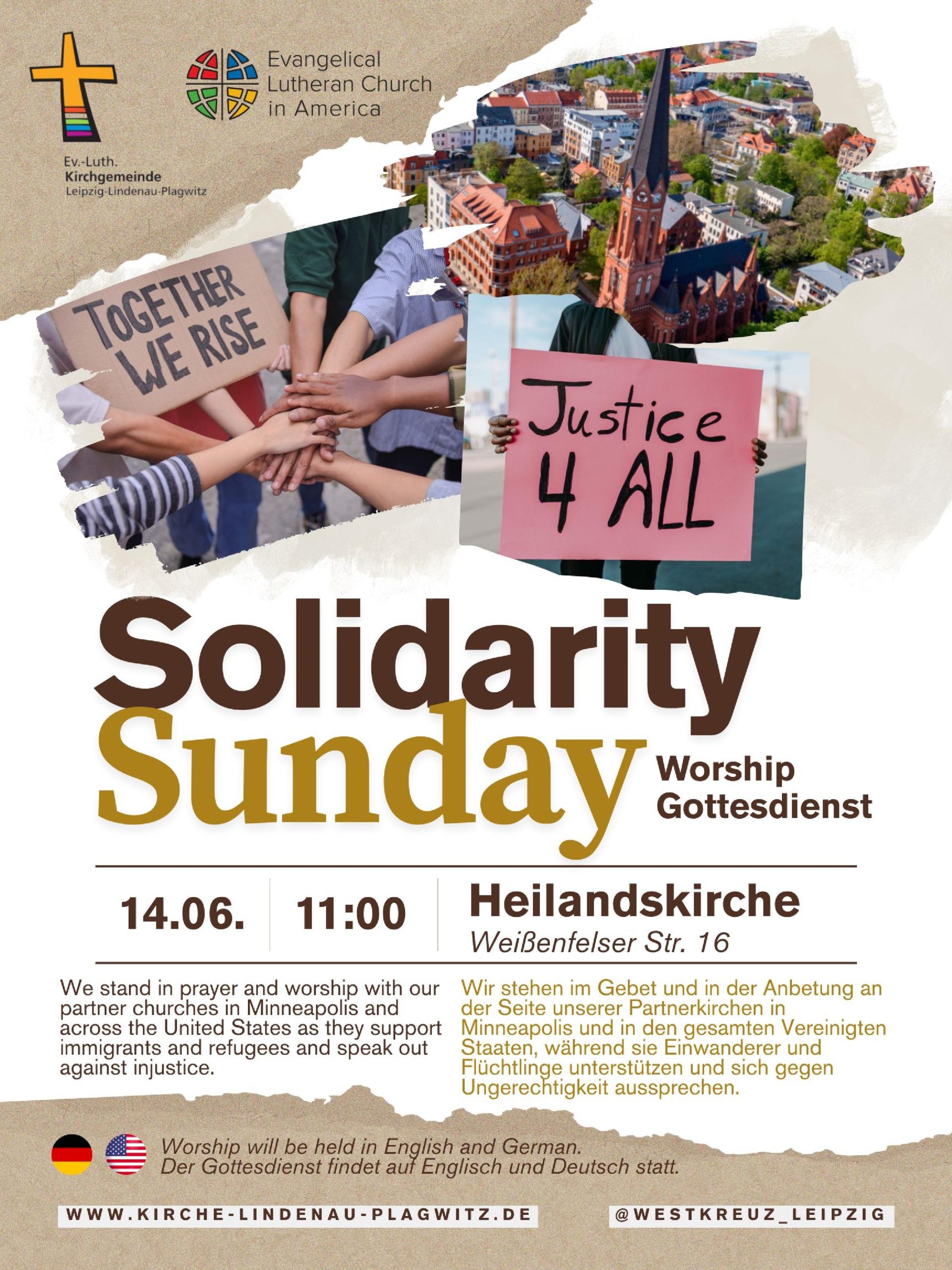 Solidarity Sunday Worship | Sonntag, 14. Juni um 11 Uhr | Heilandskirche/Westkreuz